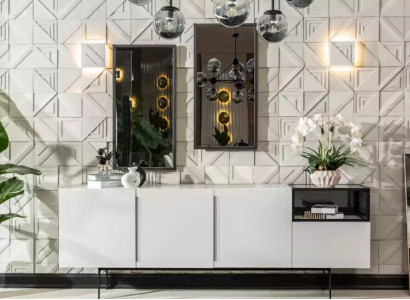 Sideboard Italienischer Stil Möbel Holz Spiegel Set 2 tlg. Wohnzimmer Schränke